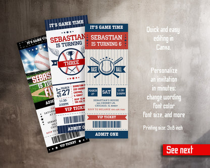 Baseball MLB Sport customizable invitation template | Share or Print | boy | VD312