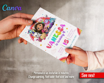 Gabby's Dollhouse Kitten customizable invitation template | Share or Print | girl | MN703