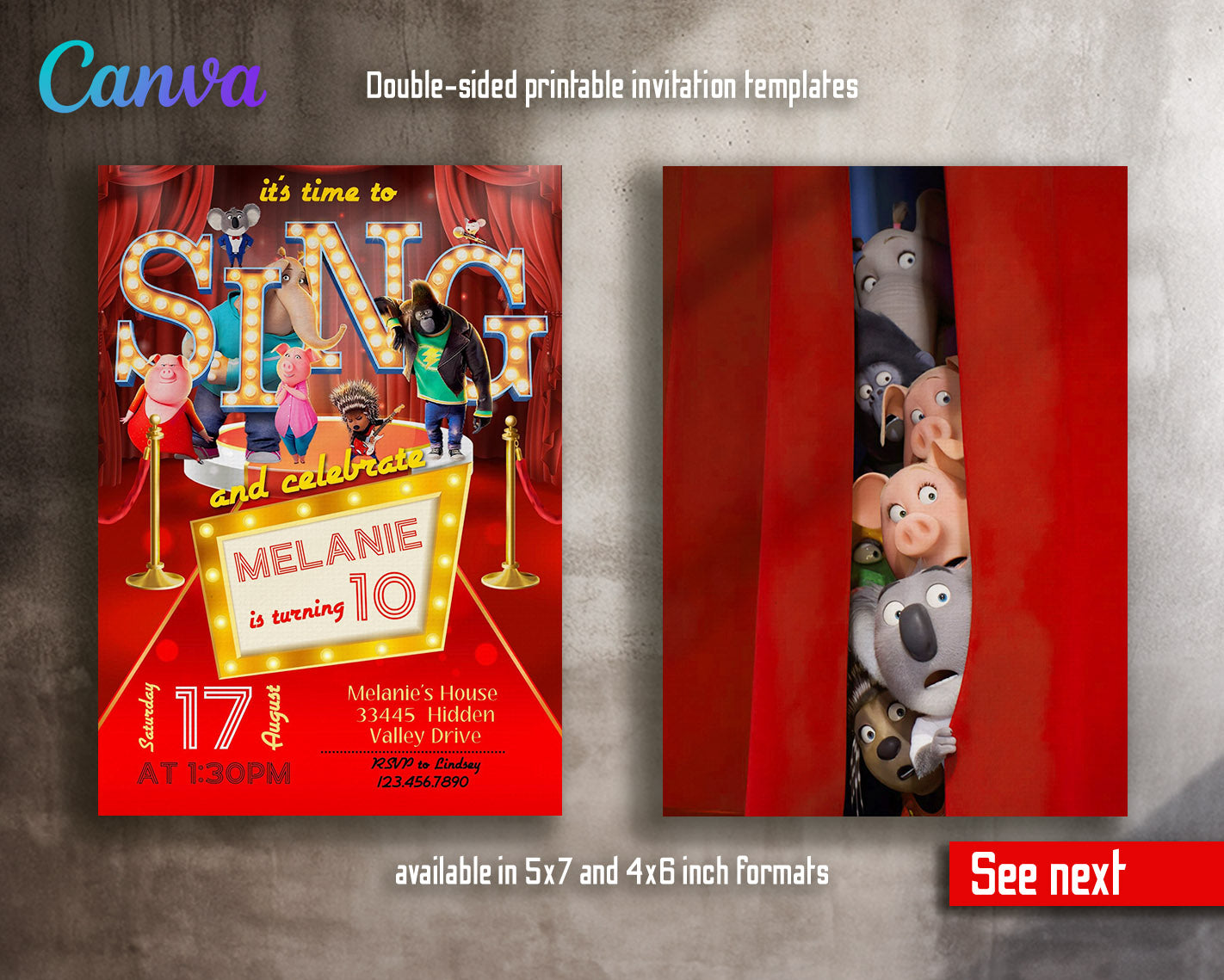 Sing Two Karaoke customizable invitation template | Share or Print |  | RT423