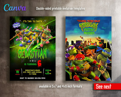 Teenage Mutant Ninja Turtles Mutant Mayhem customizable invitation template | Share or Print | boy | NI819