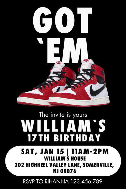 Sneaker Ball Air Jordan Nike customizable invite template | instant download | Share or Print | BF133