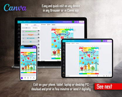 Numberblocks customizable invitation template | Share or Print |  | EQ648