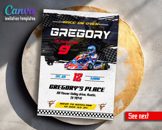 Go Kart Karting Racing customizable invitation template | Share or Print | boy | ED594
