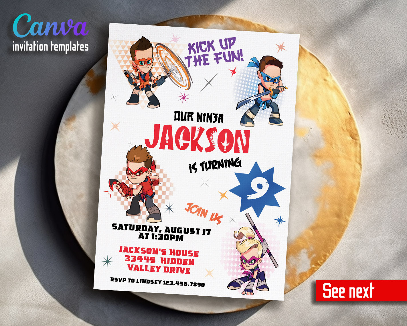 Ninja Kidz TV customizable invitation template | Share or Print |  | DG870