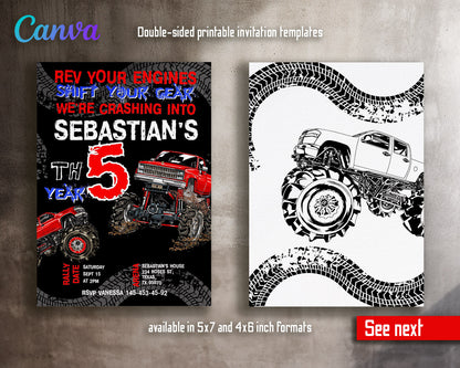 Monster Truck customizable invitation template | Share or Print | boy | ZA687