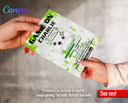 Gamer Party customizable invitation template | Share or Print | boy | MG587