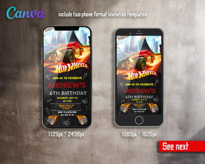 Hot Wheels Racing  customizable invitation template | Share or Print | boy | AN624