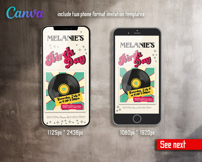 Disco Party 80th 90th  customizable invitation template | Share or Print |  | BI414