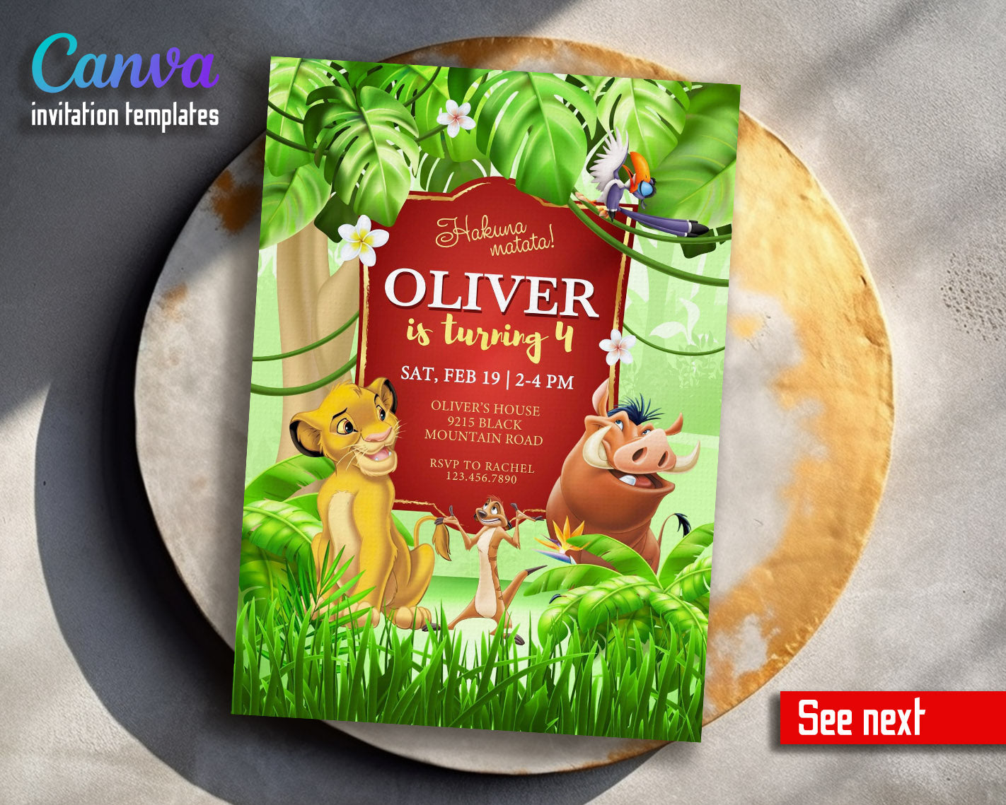 Lion King Simba customizable invitation template | Share or Print |  | AO393