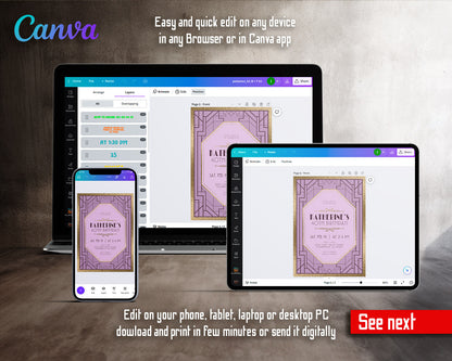 The Great Gatsby Art Deco customizable invitation template | Share or Print |  | TI330