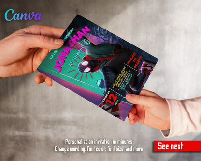 Spider Man Across the Spider-Verse customizable invitation template | Share or Print | boy | KX712