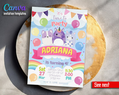 Squishmallows  customizable invitation template | Share or Print |  | DN628