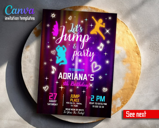 Trampoline Jump Party  customizable invitation template | Share or Print |  | WR112