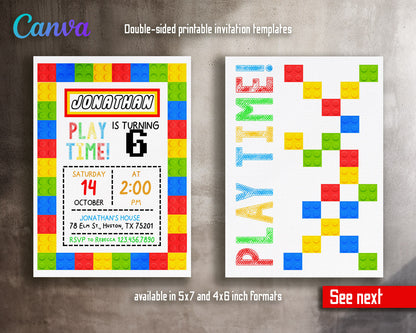 Lego  customizable invitation template | Share or Print |  | JY419