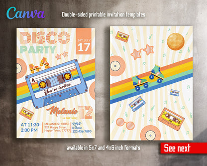 Disco Party 80th 90th  customizable invitation template | Share or Print |  | KN512