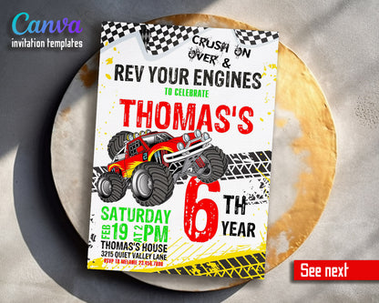 Monster Truck customizable invitation template | Share or Print | boy | BS938