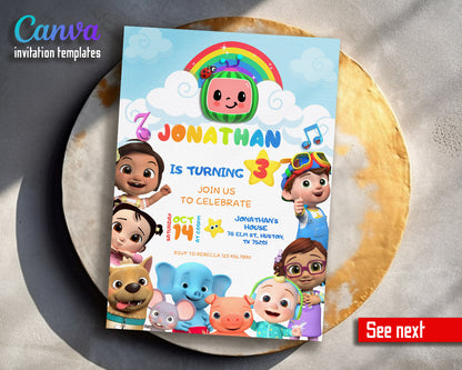 Cocomelon  customizable invitation template | Share or Print |  | TJ523