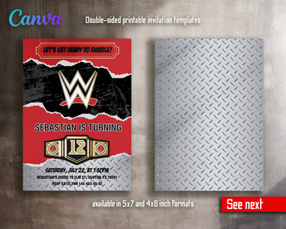 Wrestling WWE WrestleMania  customizable invitation template | Share or Print | boy | GT693
