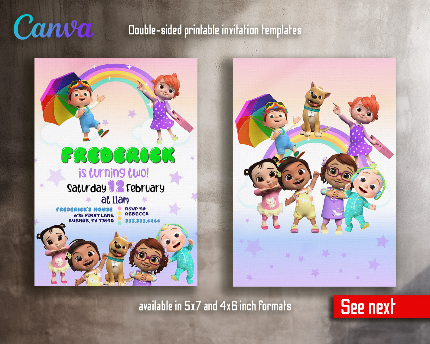 Cocomelon  customizable invitation template | Share or Print |  | ZU179