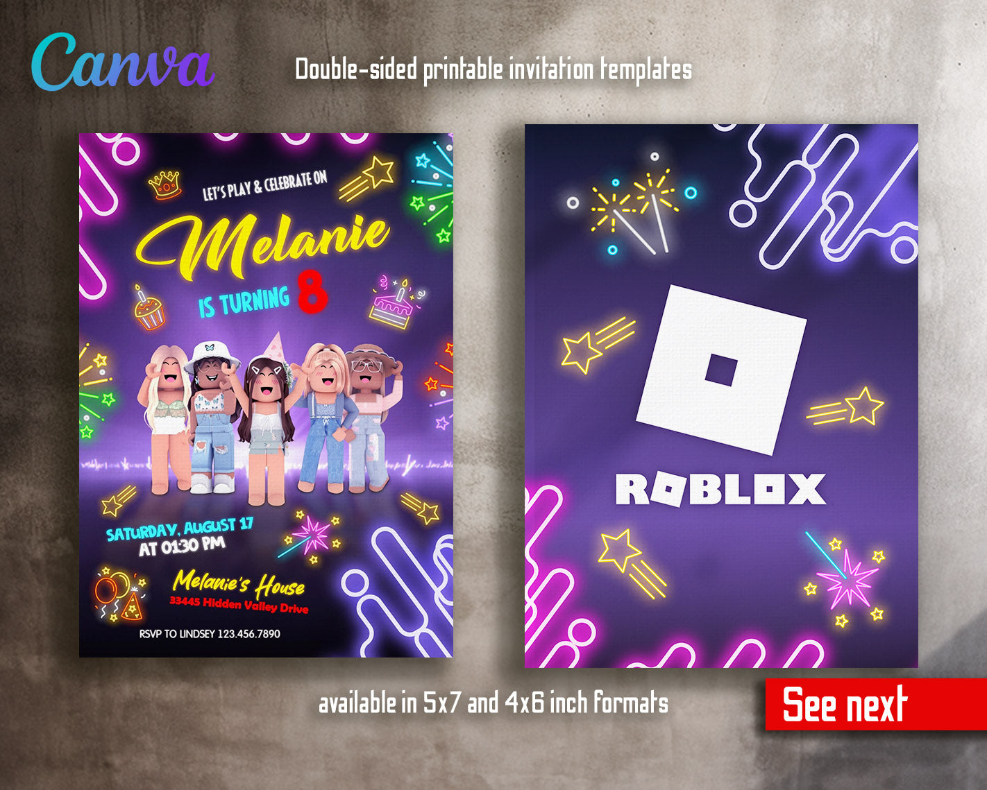 Roblox Gamer customizable invitation template | Share or Print | | WU523