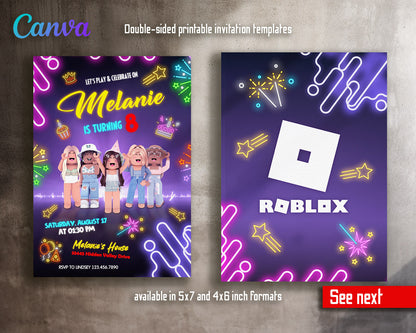 Roblox Gamer customizable invitation template | Share or Print | | WU523