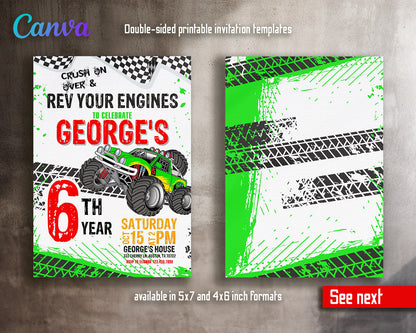 Monster Truck customizable invitation template | Share or Print | boy | VM011
