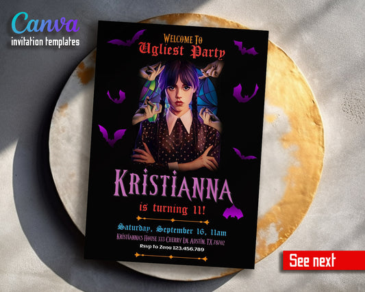 Wednesday Addams customizable invitation template | Share or Print | girl | DV547