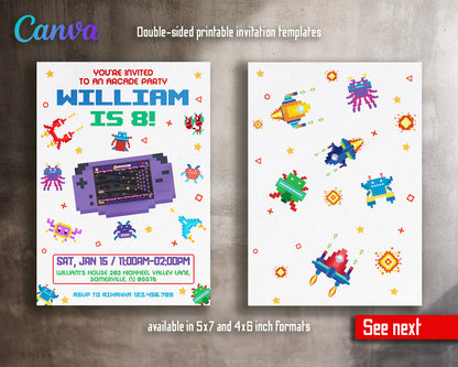 Arcade Gamer customizable invitation template | Share or Print |  | MS811