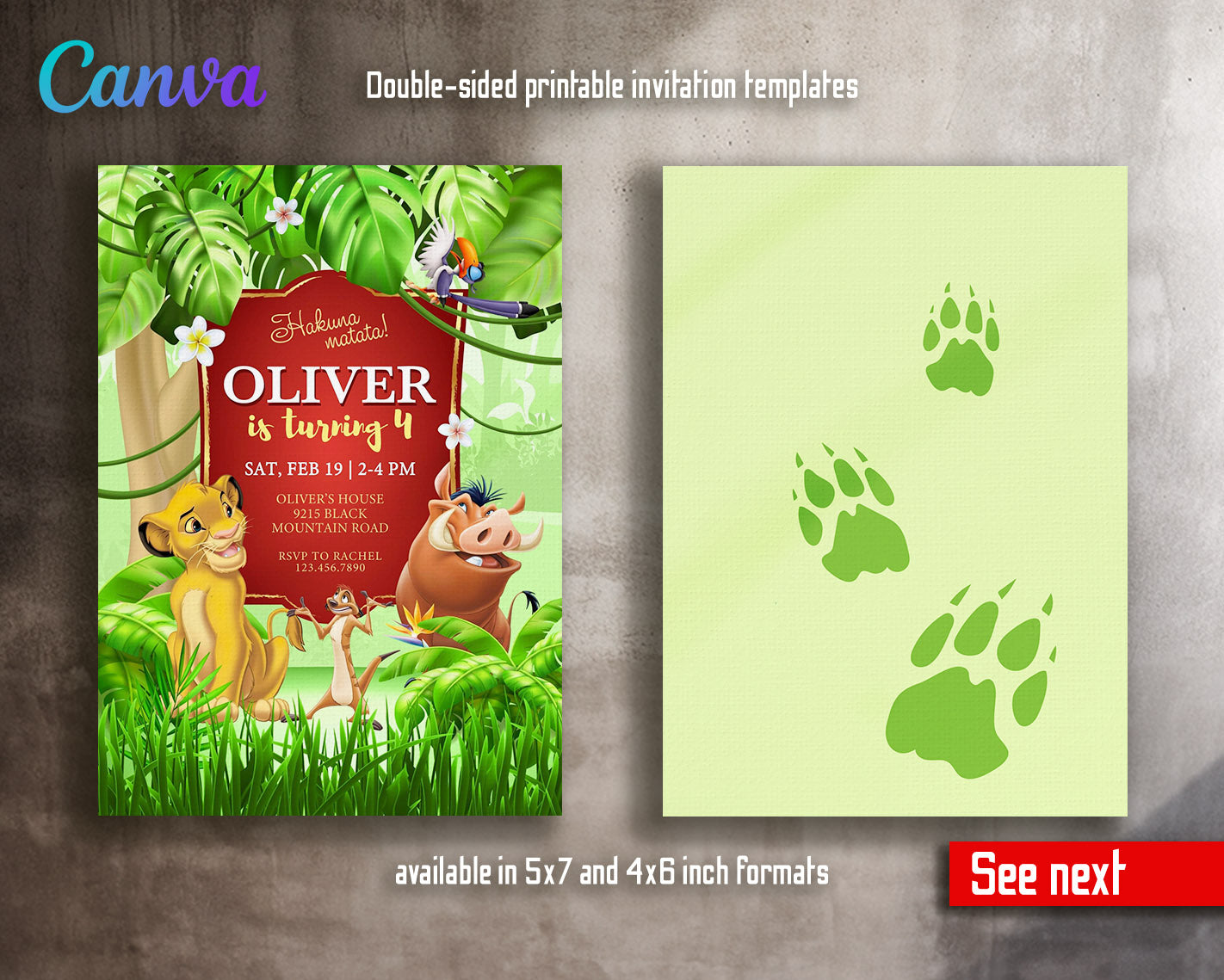 Lion King Simba customizable invitation template | Share or Print |  | AO393