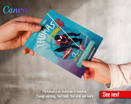 Spider Man Across the Spider-Verse customizable invitation template | Share or Print | boy | UZ034