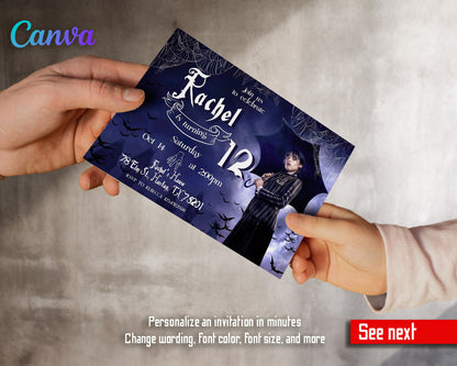 Wednesday Addams customizable invitation template | Share or Print | girl | QR382