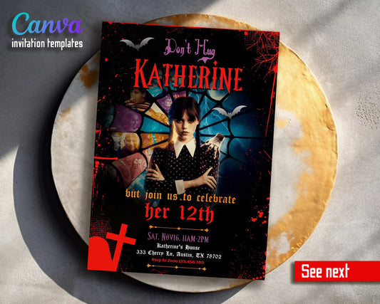 Wednesday Addams customizable invitation template | Share or Print | girl | LM792