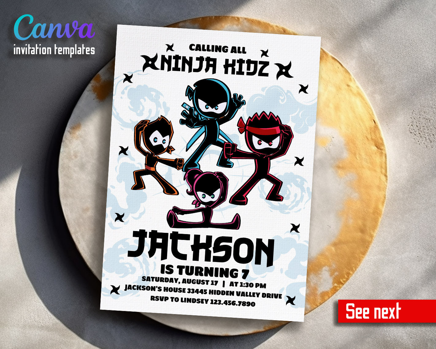 Ninja Kidz TV customizable invitation template | Share or Print |  | WC956