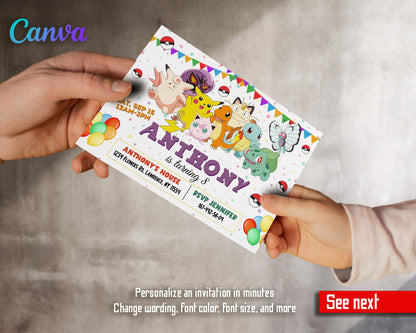 Pokemon Pikachu  customizable invitation template | Share or Print |  | LP918