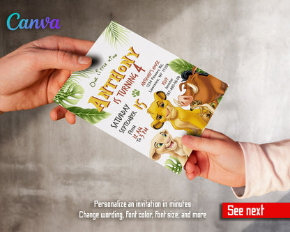 Lion King Simba customizable invitation template | Share or Print |  | LZ677