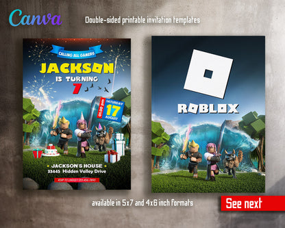 Roblox Gamer customizable invitation template | Share or Print | | EY189