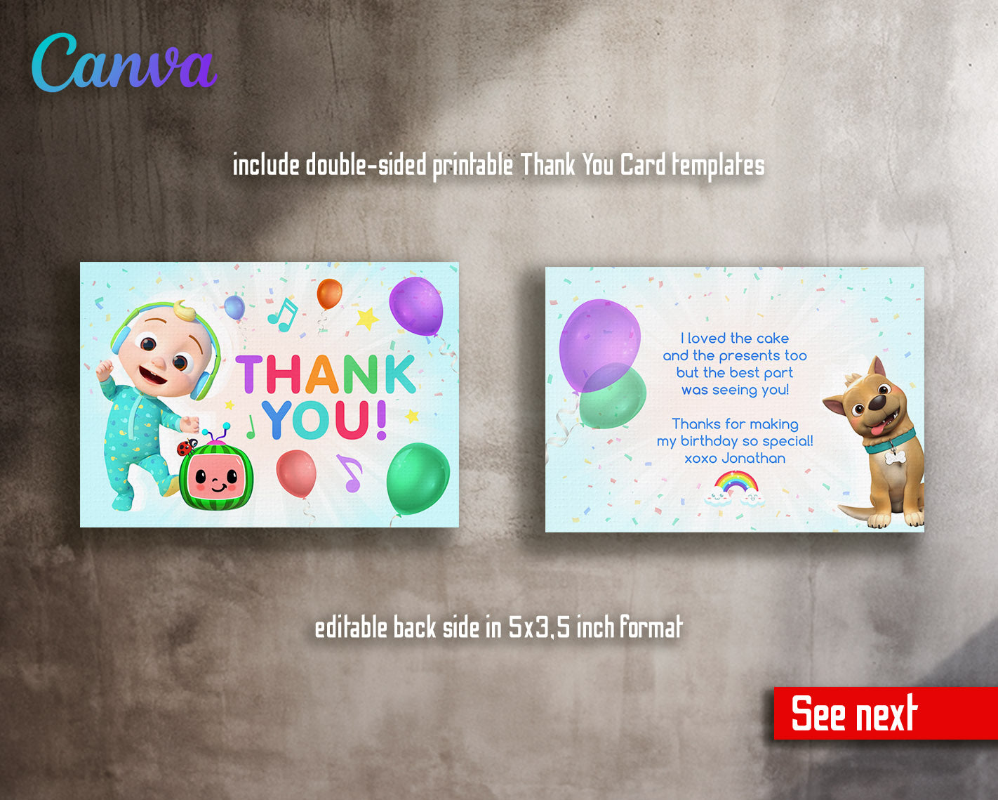 Cocomelon  customizable invitation template | Share or Print |  | VF518