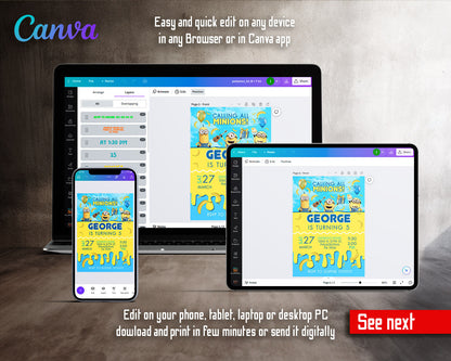 Minions Despicable Me customizable invitation template | Share or Print | | YF702