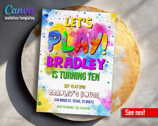 Play Party Gamer customizable invitation template | Share or Print |  | RV782