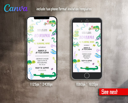 Reptile Lizard Snake customizable invitation template | Share or Print |  | PK767