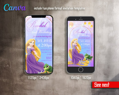 Rapunzel Princess Tangled customizable invitation template | Share or Print | girl | GN835