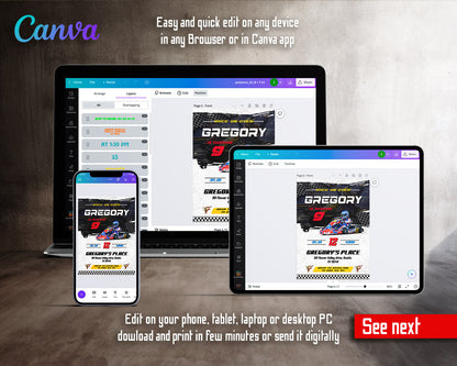 Go Kart Karting Racing customizable invitation template | Share or Print | boy | ED594