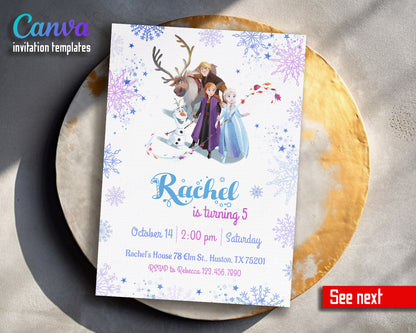 Frozen Elsa  customizable invitation template | Share or Print | girl | QS151