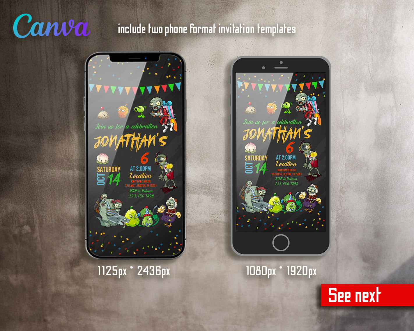 Plans vs Zombies Halloween  customizable invitation template | Share or Print |  | PG458