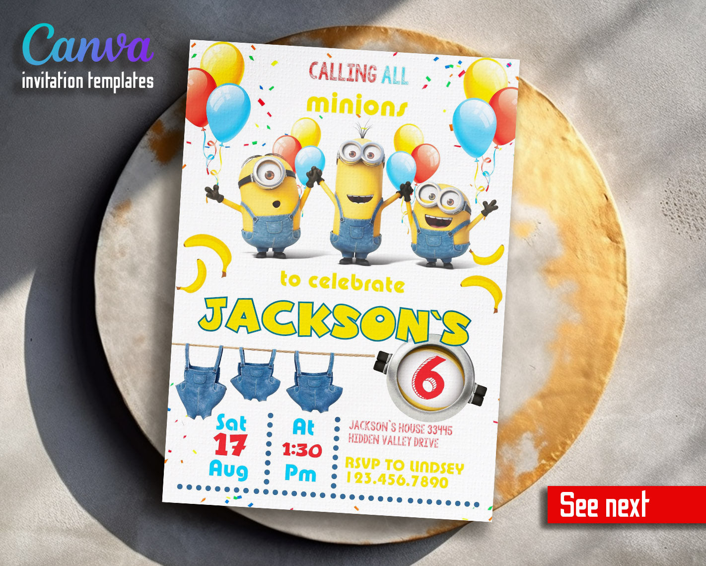 Minions Despicable Me customizable invitation template | Share or Print | | YM399