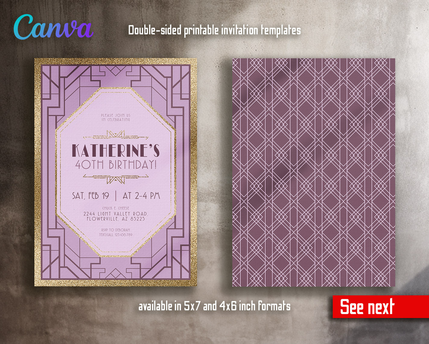 The Great Gatsby Art Deco customizable invitation template | Share or Print |  | TI330