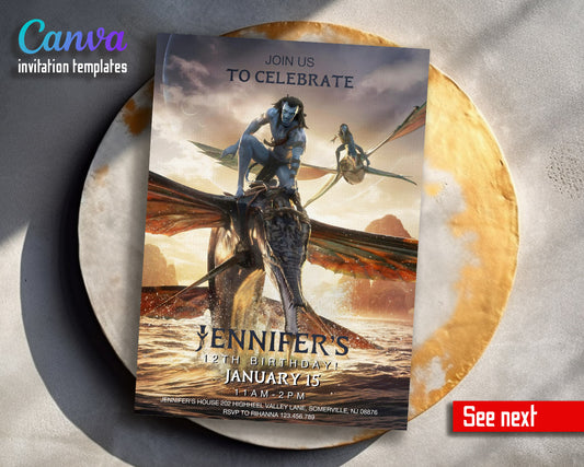 Avatar The Way of Water customizable invitation template | Share or Print |  | GX056