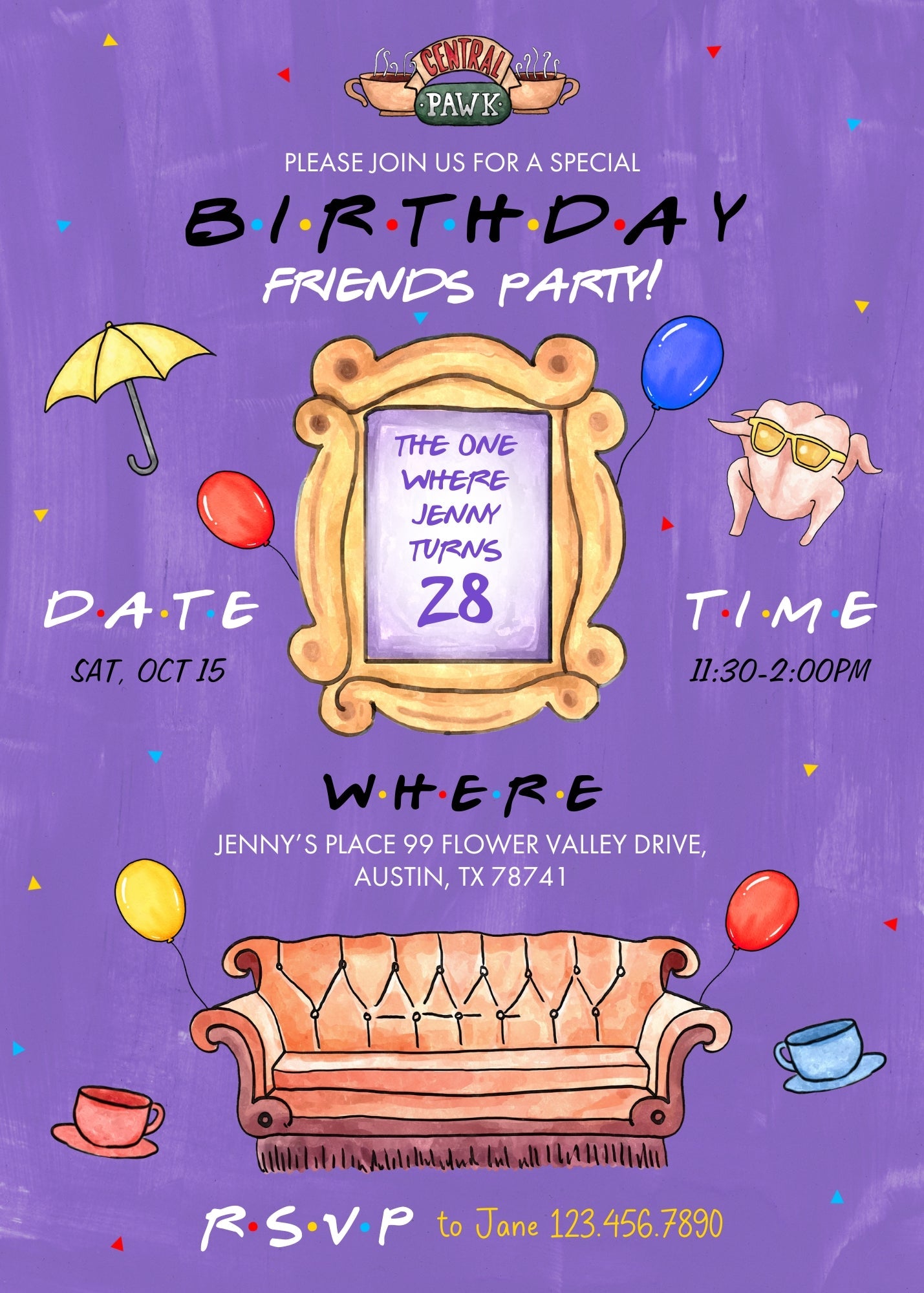 Friends TV Show customizable invitation template | Share or Print |  | GO229