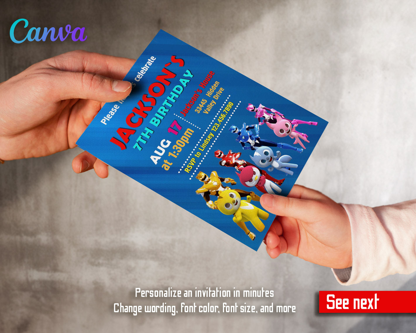 Miniforce customizable invitation template | Share or Print | boy | BV713