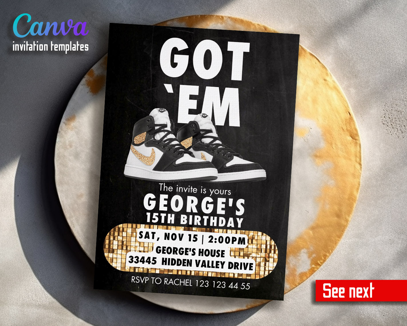 Sneaker Ball Air Jordan Nike customizable invitation template | Share or Print |  | UF554